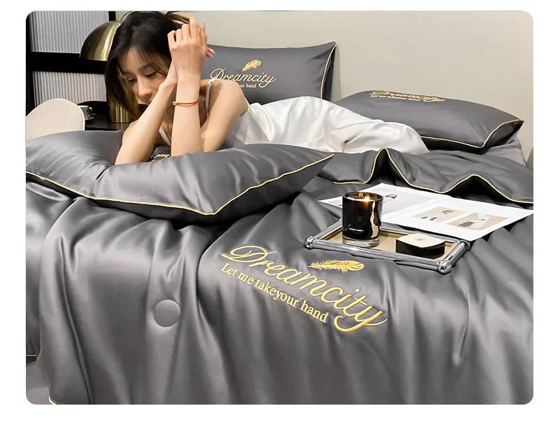 Summer Cool Quilt Silkly Breathable Queen Quilts Air Conditioning Blanket Bedspreads for Double Bed Bedding Pillowcase Sheet