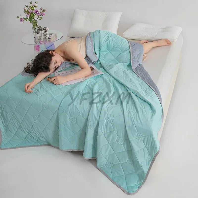 Soft Breathable Summer Blanket Cooling Feeling King Size Quilt Summer Air Condition Comforter Lightweight Coolness Duvet Thin