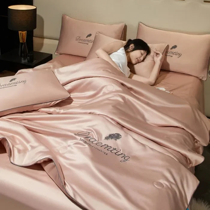 Summer Cool Quilt Silkly Breathable Queen Quilts Air Conditioning Blanket Bedspreads for Double Bed Bedding Pillowcase Sheet