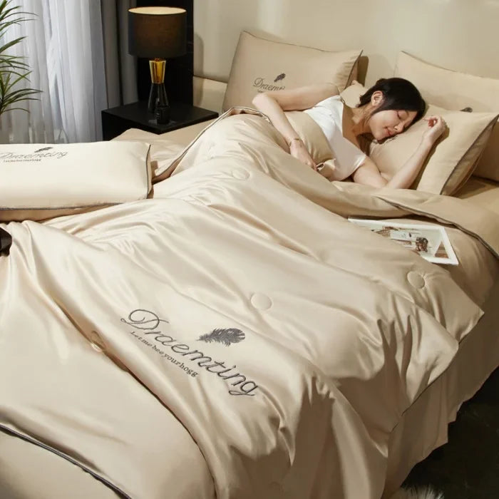 Summer Cool Quilt Silkly Breathable Queen Quilts Air Conditioning Blanket Bedspreads for Double Bed Bedding Pillowcase Sheet
