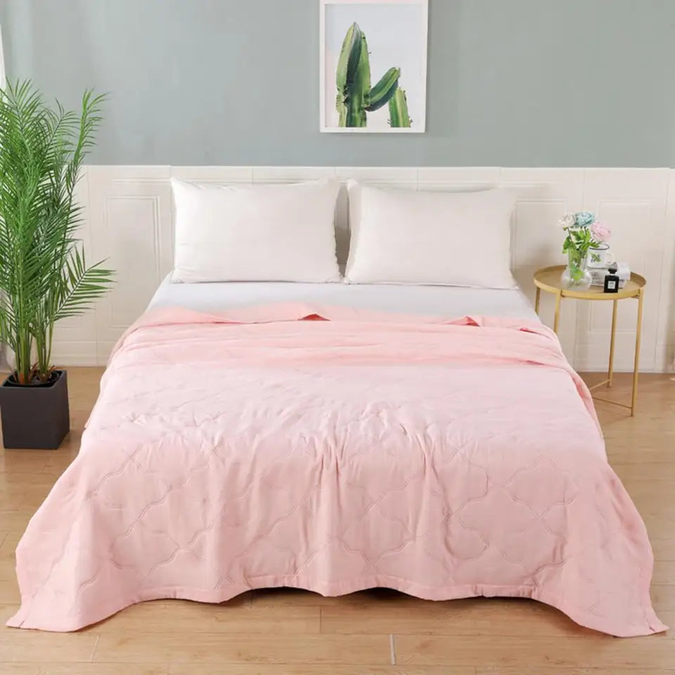 100-200cm Cool Summer Quilt Lightweight Quilted Duvet Single Double King Size Reversible Breathable Throw Beds Travelling Home