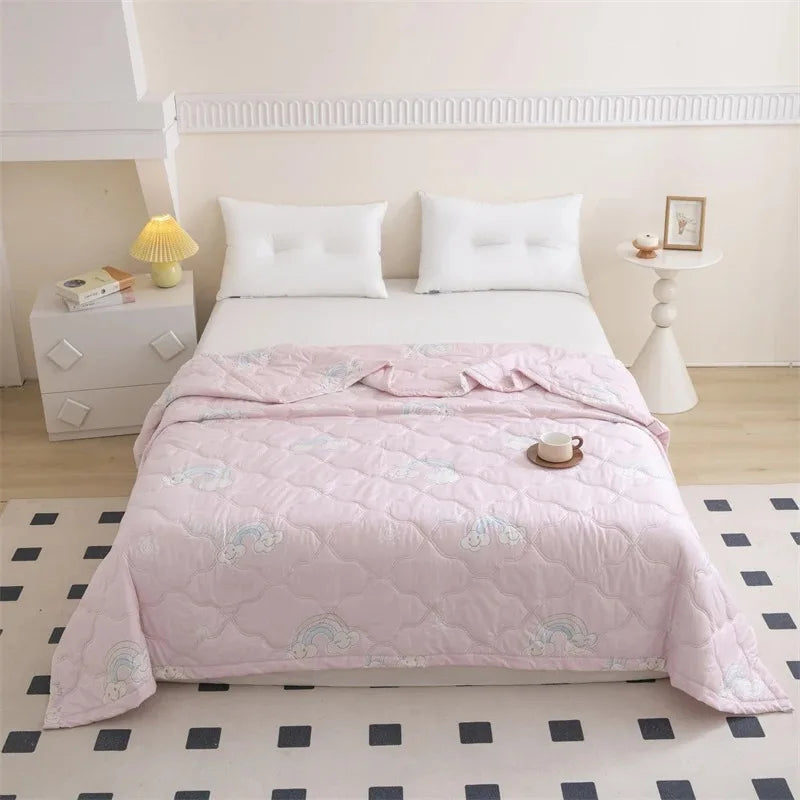 Breathable Lightweight Cloud-feeling Summer Quilt Fresh Flower Summer Blanket Skin Friendly Airable and Soft Single Double Duvet