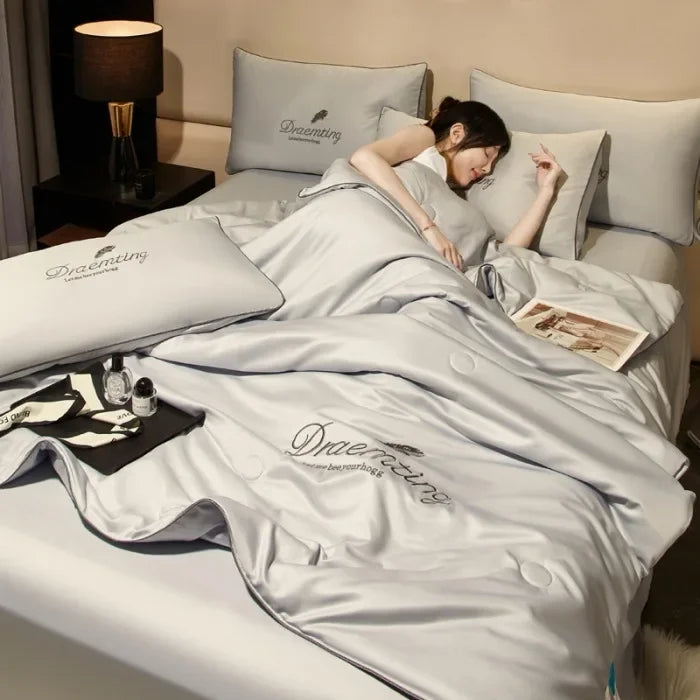 Summer Cool Quilt Silkly Breathable Queen Quilts Air Conditioning Blanket Bedspreads for Double Bed Bedding Pillowcase Sheet